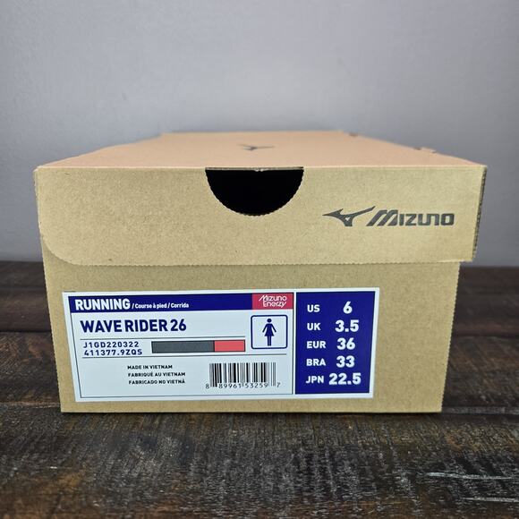 NEW Mizuno Wave Rider 26 Womens Size 6 Gym Running Shoes Black Blue - Picture 11 of 11